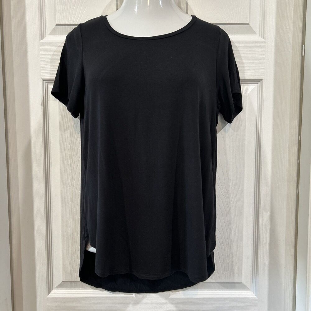 Alfani Black  Stretchy Rayon Shirt Blouse Top Rounded Hemline 0X